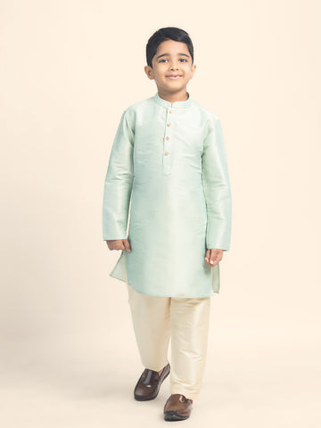 Sea Green Dupion Silk Boys Kurta