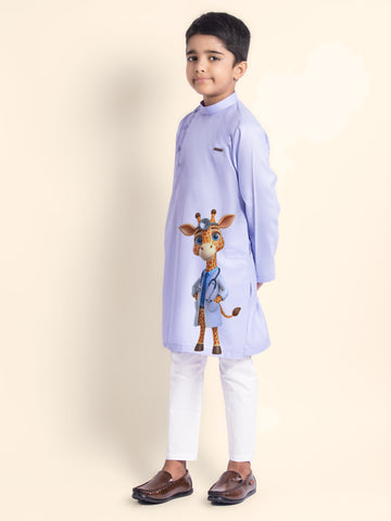 Boys  Purple Printed Kurta