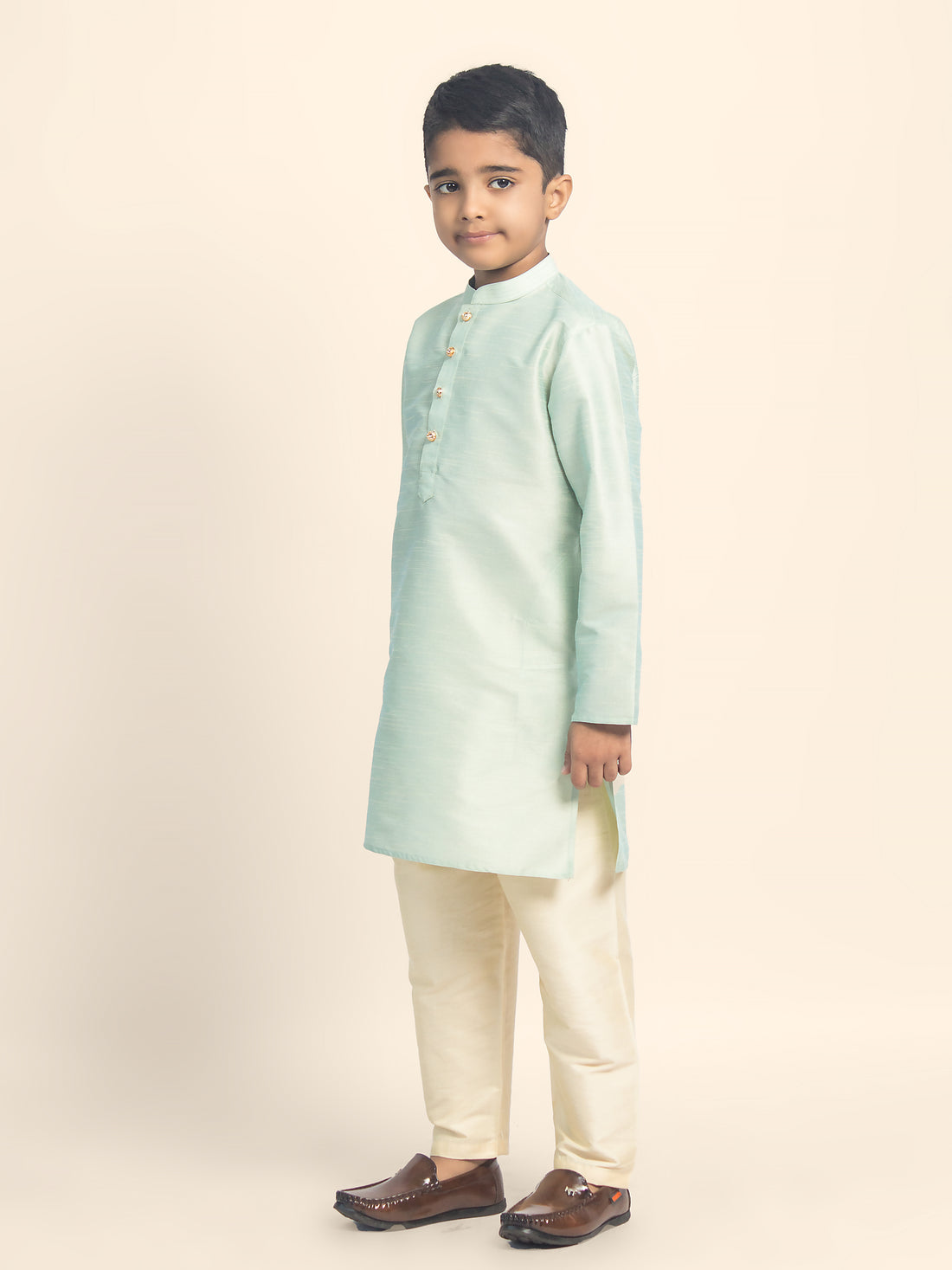 Sea Green Dupion Silk Boys Kurta