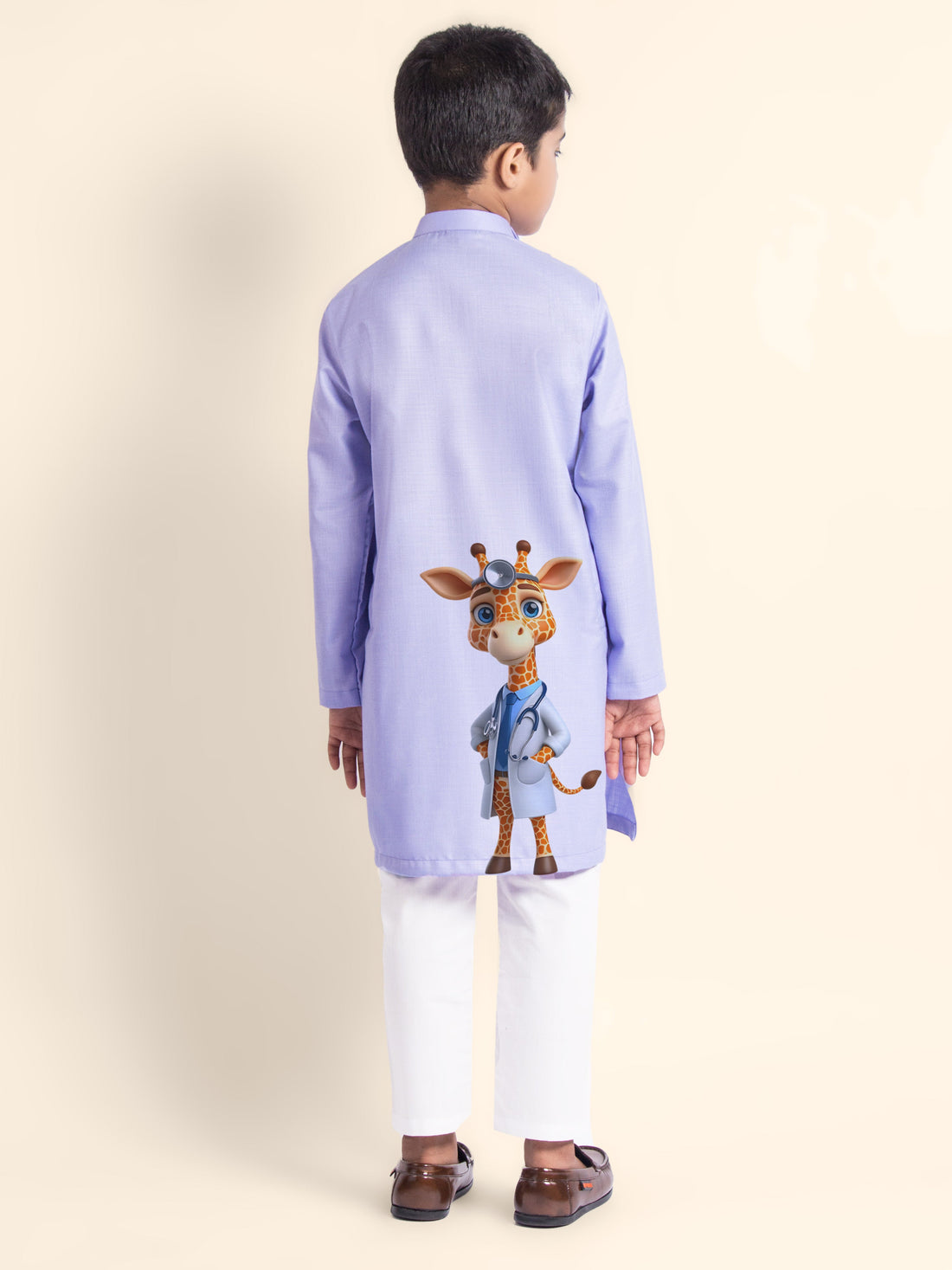 Boys  Purple Printed Kurta