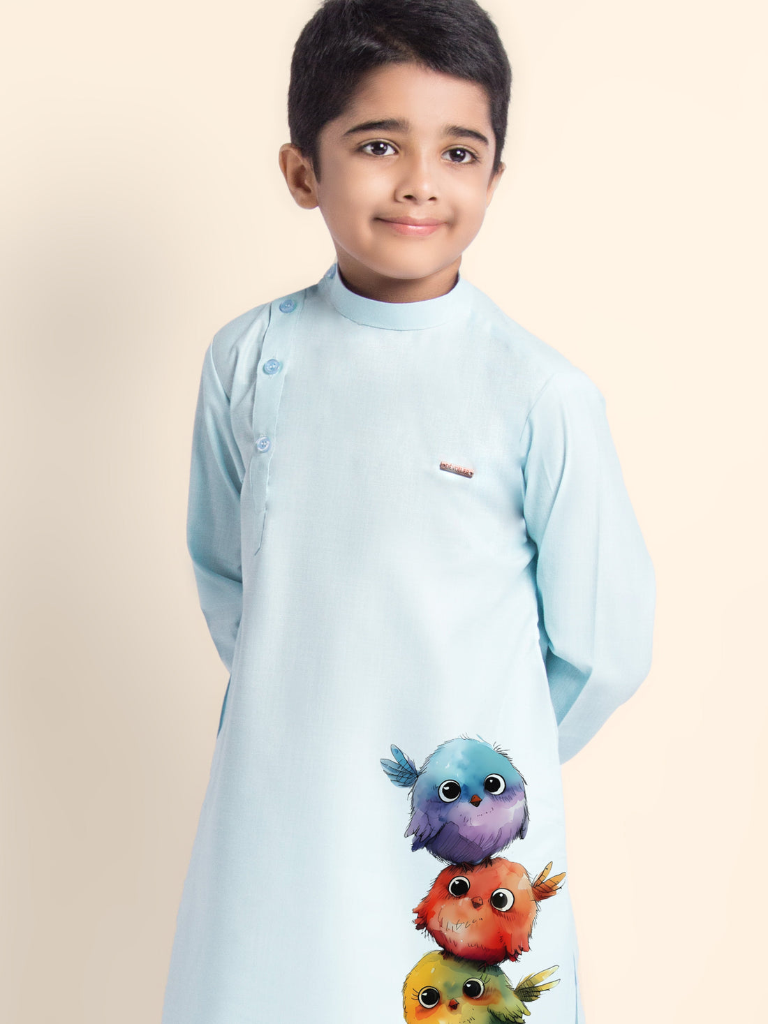 Boys Sky Blue Printed Kurta