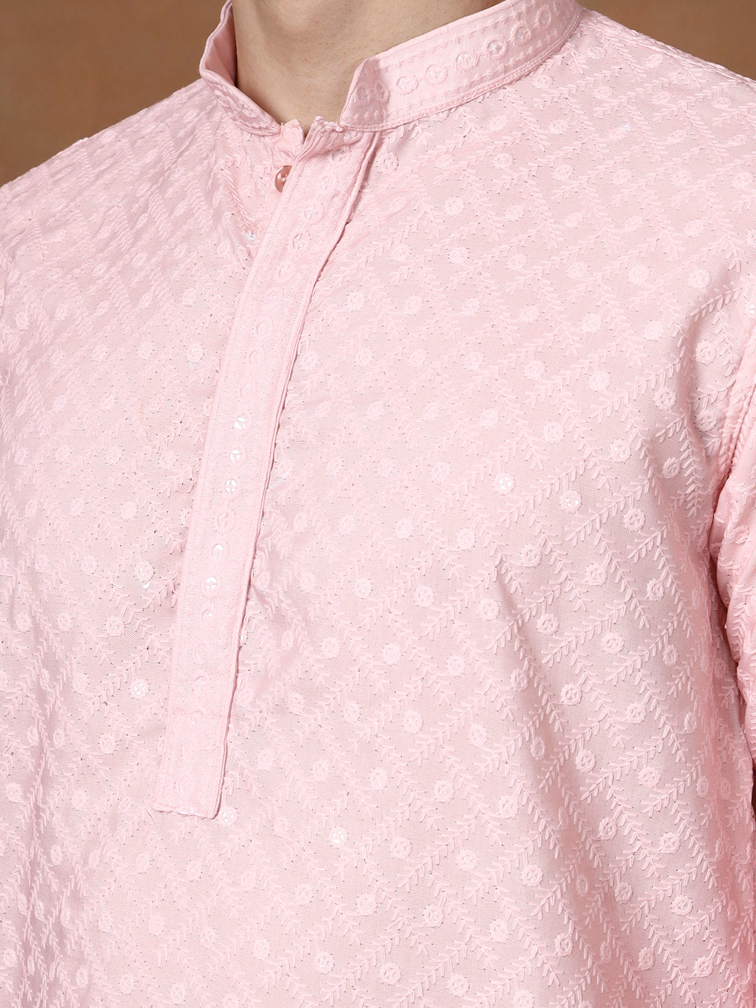 Mens Ombre Thread Work Cotton Kurta