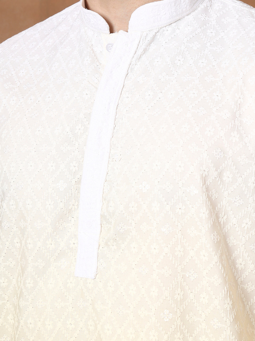 Mens Ombre Thread Work Cotton Kurta