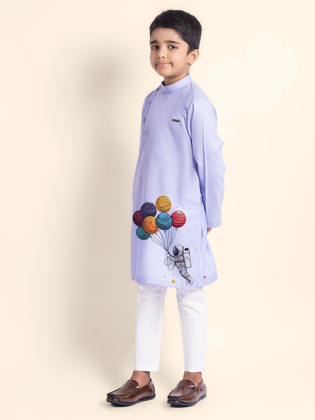 Boys  Purple Printed Kurta