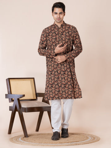 Mens Printed All-Over Printed Cotton Kurta