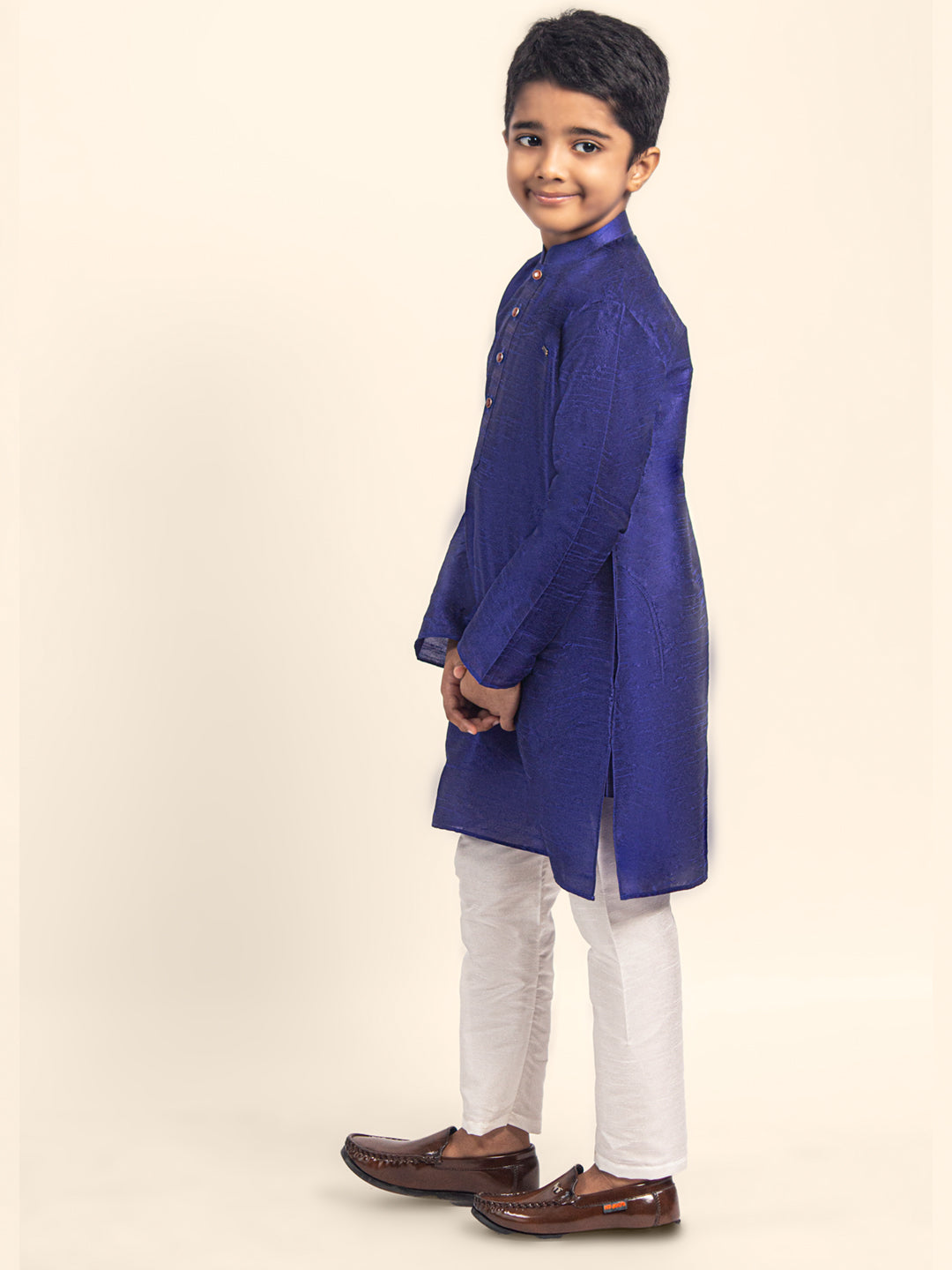 Blue Dupion Silk Boys Kurta