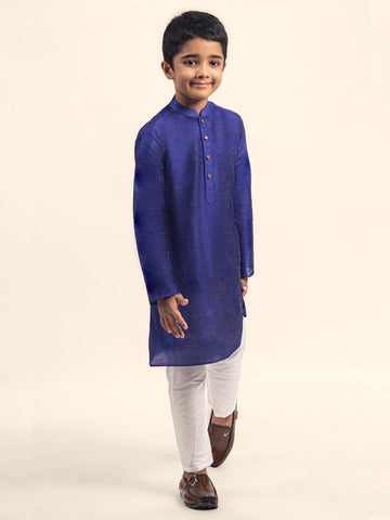 Blue Dupion Silk Boys Kurta