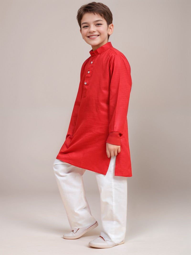 Red Cotton Boys Kurta