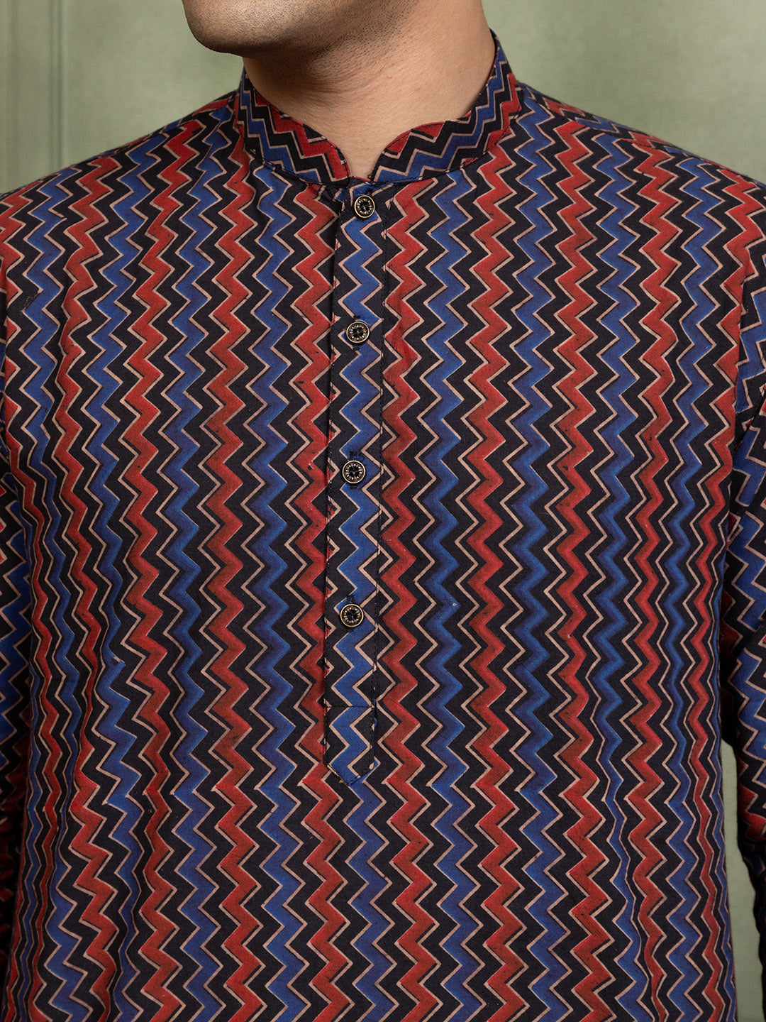 Mens Printed All-Over Printed Cotton Kurta